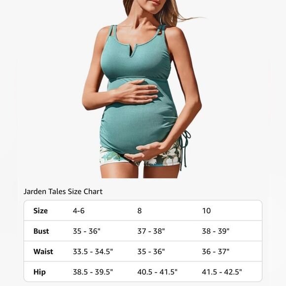 Summer Mae Ribbed Maternity Two-Piece Swimsuit Tankini Silhouette Bloom 8 NWT - Picture 13 of 14